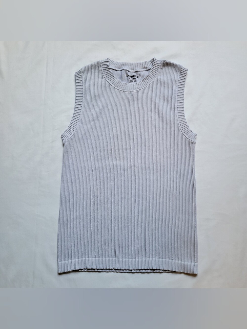 Express Seamless Ribbed Tank Top High Neck Sleeveless Medium Grey